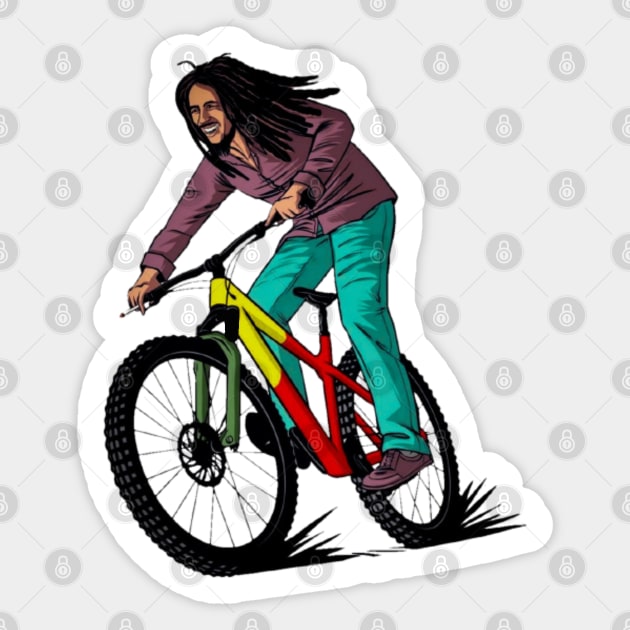 Riding a bike with Bob Sticker by LegnaArt